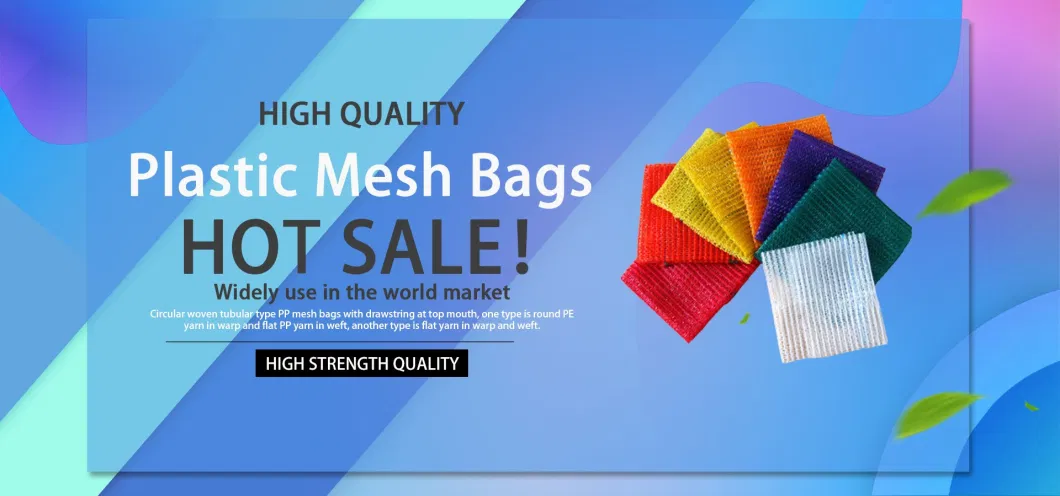 PP Garlic Mesh Bags for Vegetables Carrot PE Mesh Bags Sack with Drawstring Hot for Sell